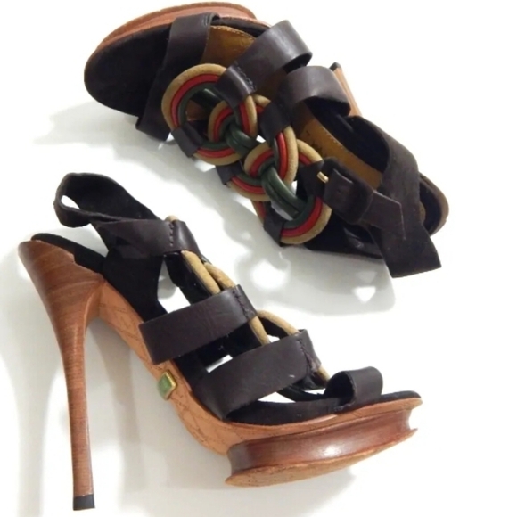 L.A.M.B. Braided Leather High Heel Sandals - Picture 3 of 6